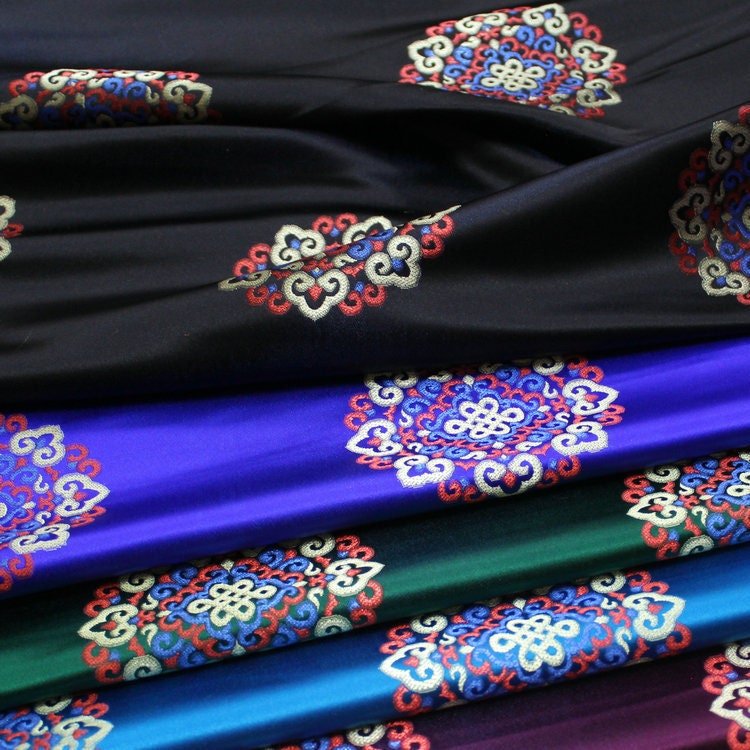 Chinese Brocade Fabric: Mongolian Gown Robe Decoration (29.5"W) - Poppylollipop