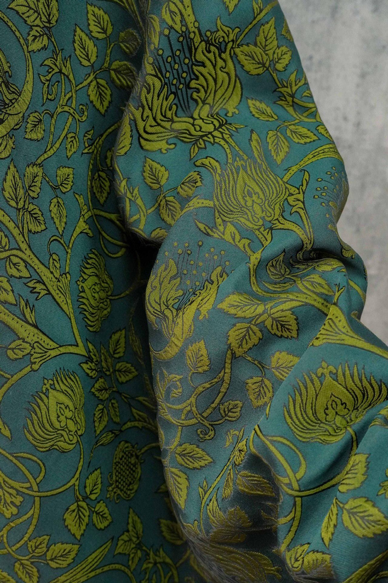European Baroque Embossed Jacquard Fabric, Vintage Floral Brocade for Dressmaking and Gown, 58"Wide