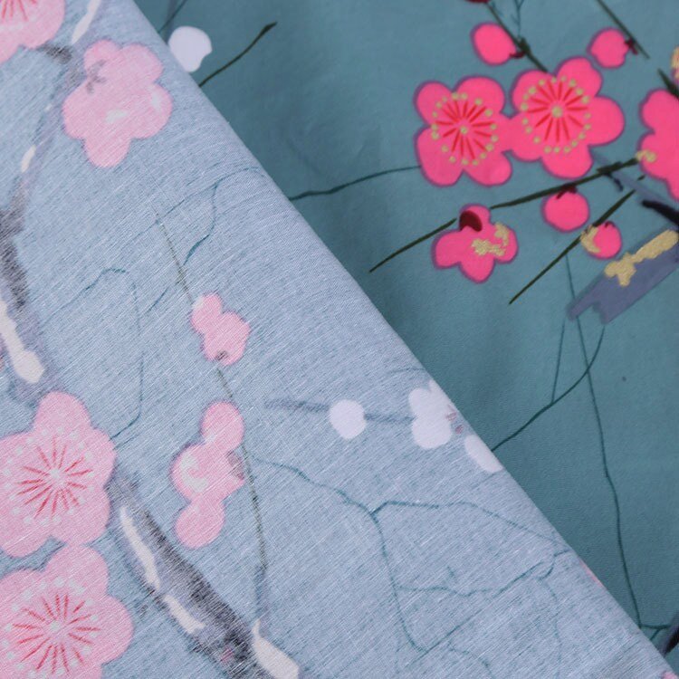 Japanese Floral Print Cotton Fabric: Kimono Dress Sewing Material - Poppylollipop