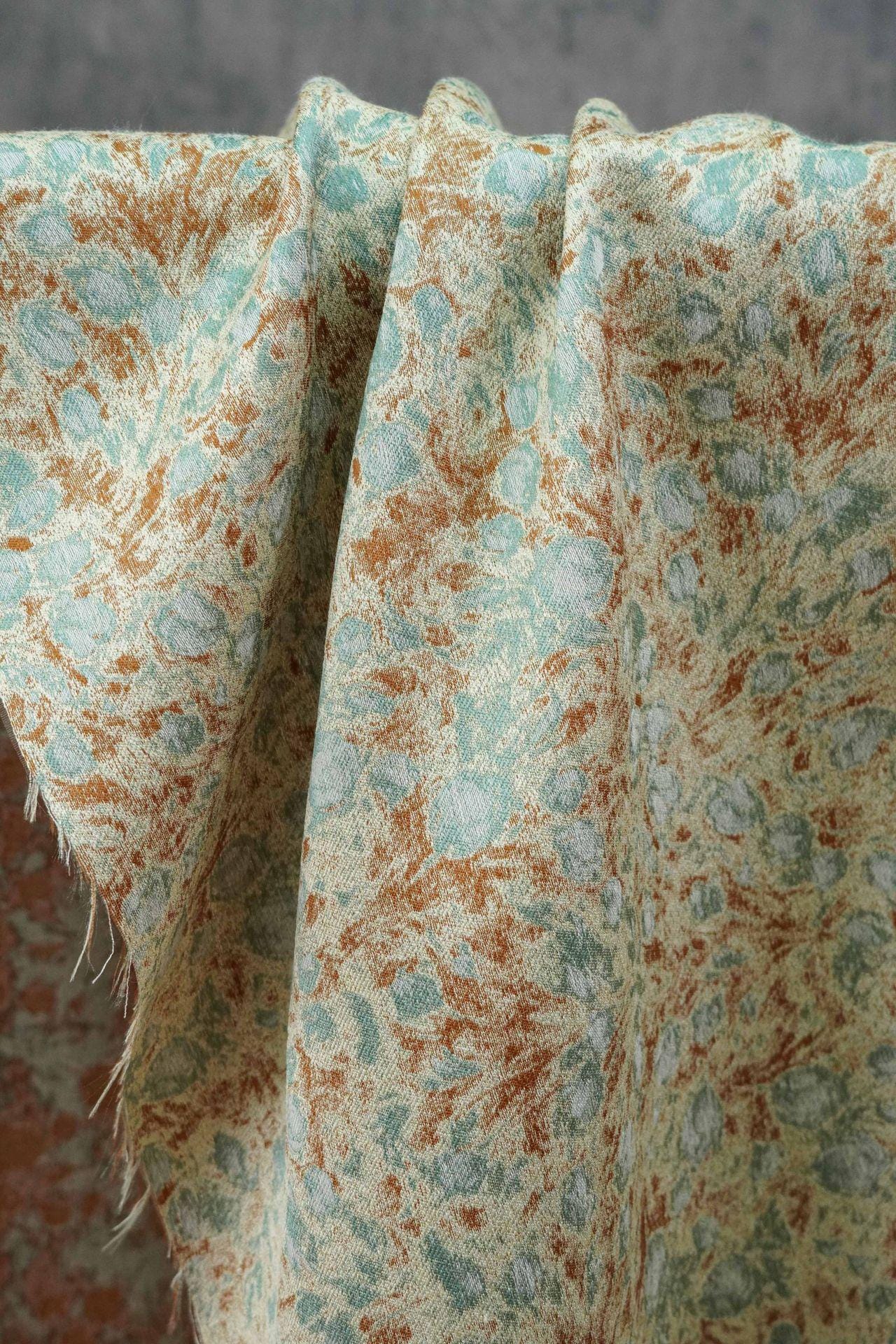 Tissu jacquard floral abstrait à motif café vert champêtre ���� Quilting, ameublement, canapé, sac, couture DIY, décoration intérieure"Large