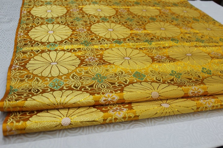 Lotus Tibetan Brocade Fabric: Silk Rayon Upholstery, 29"W