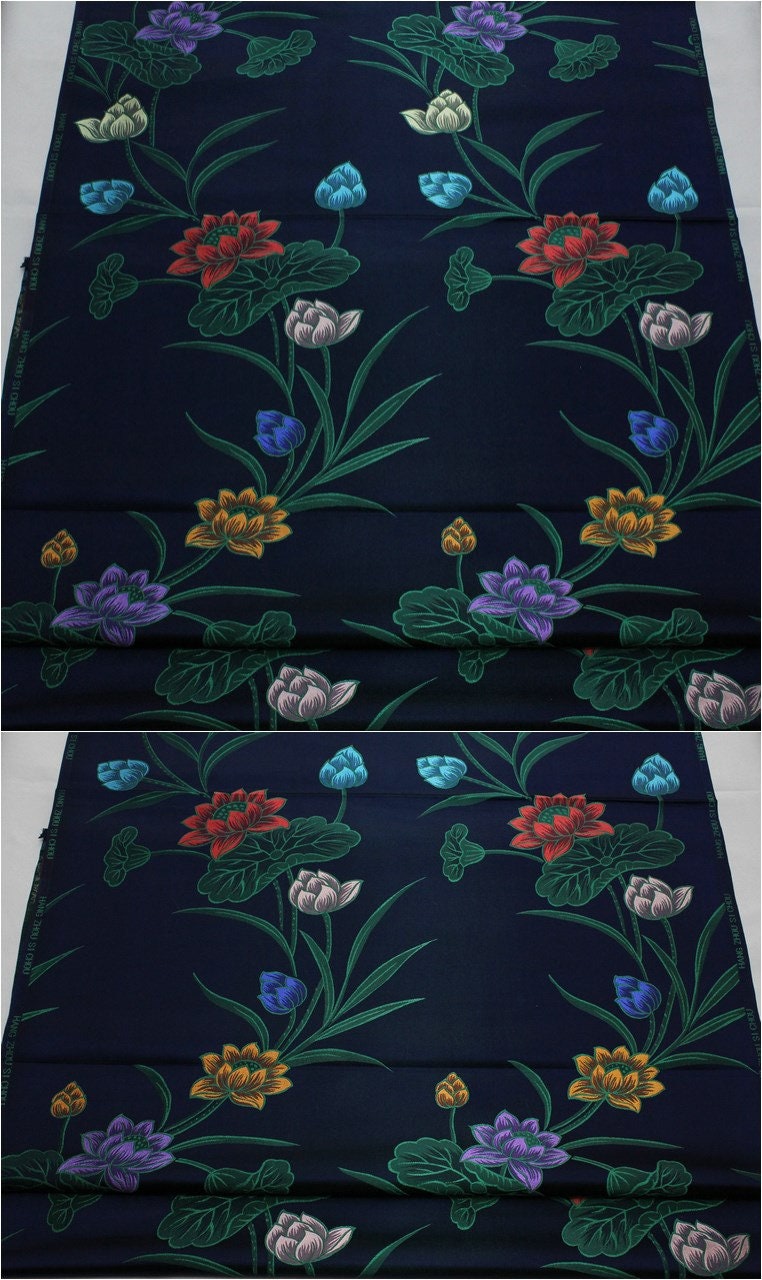 Lotus Brocade Fabric: Teal & Purple Iridescent Chinese Silk (1 Meter)