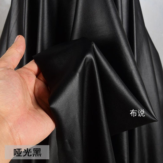 Black Matte Pleather Fabric: 4-Way Stretch Polyester Spandex (58"W)