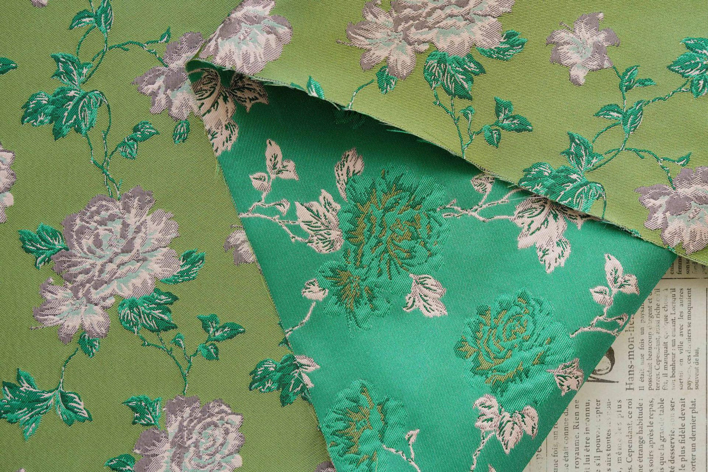 Embossed Floral Jacquard Fabric: Gold Thread Brocade, 59" Wide