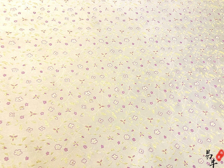Floral Brocade Fabric: Chinese Style Silk Rayon Blend, 29.5" Wide