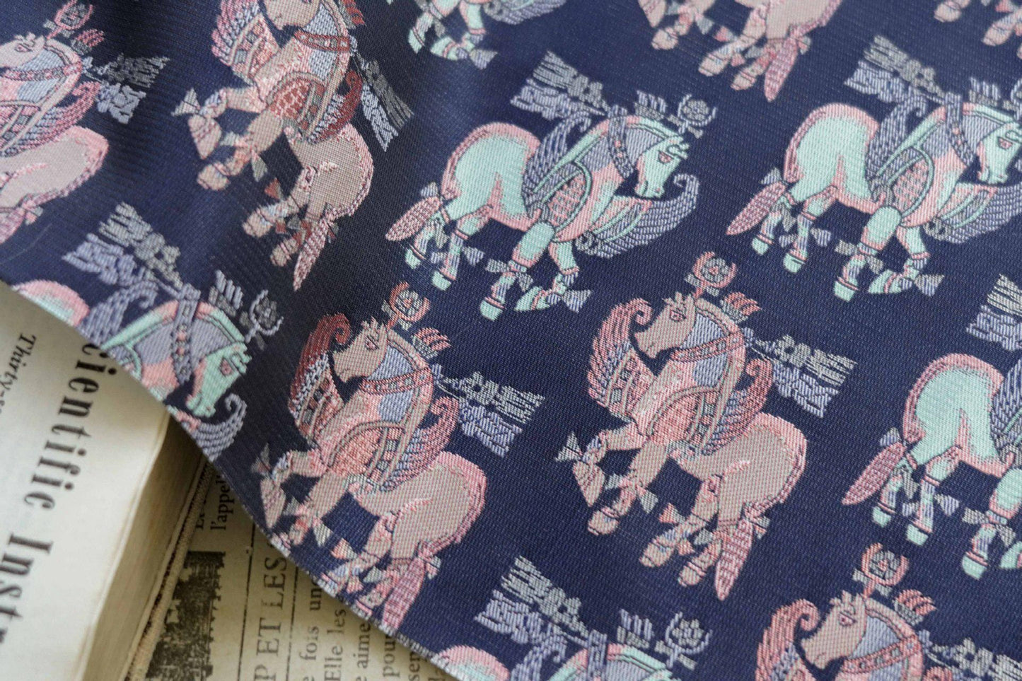 Ancient Greek Horse Jacquard Fabric: Rayon Blend Upholstery, Costume Fabric