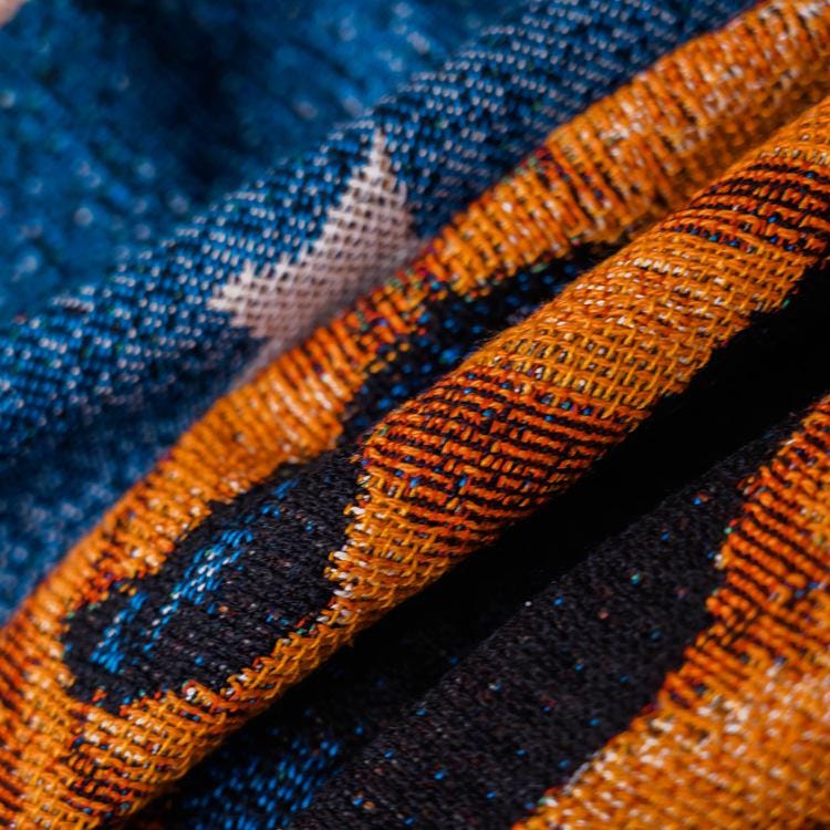 Halloween Sofa Throw Blanket: Black Cats & Pumpkins, Fringed Woven Rug