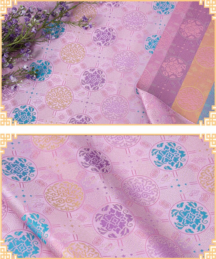Tibetan Brocade Fabric: Lilac Lotus Pattern Rayon for Sewing & Upholstery