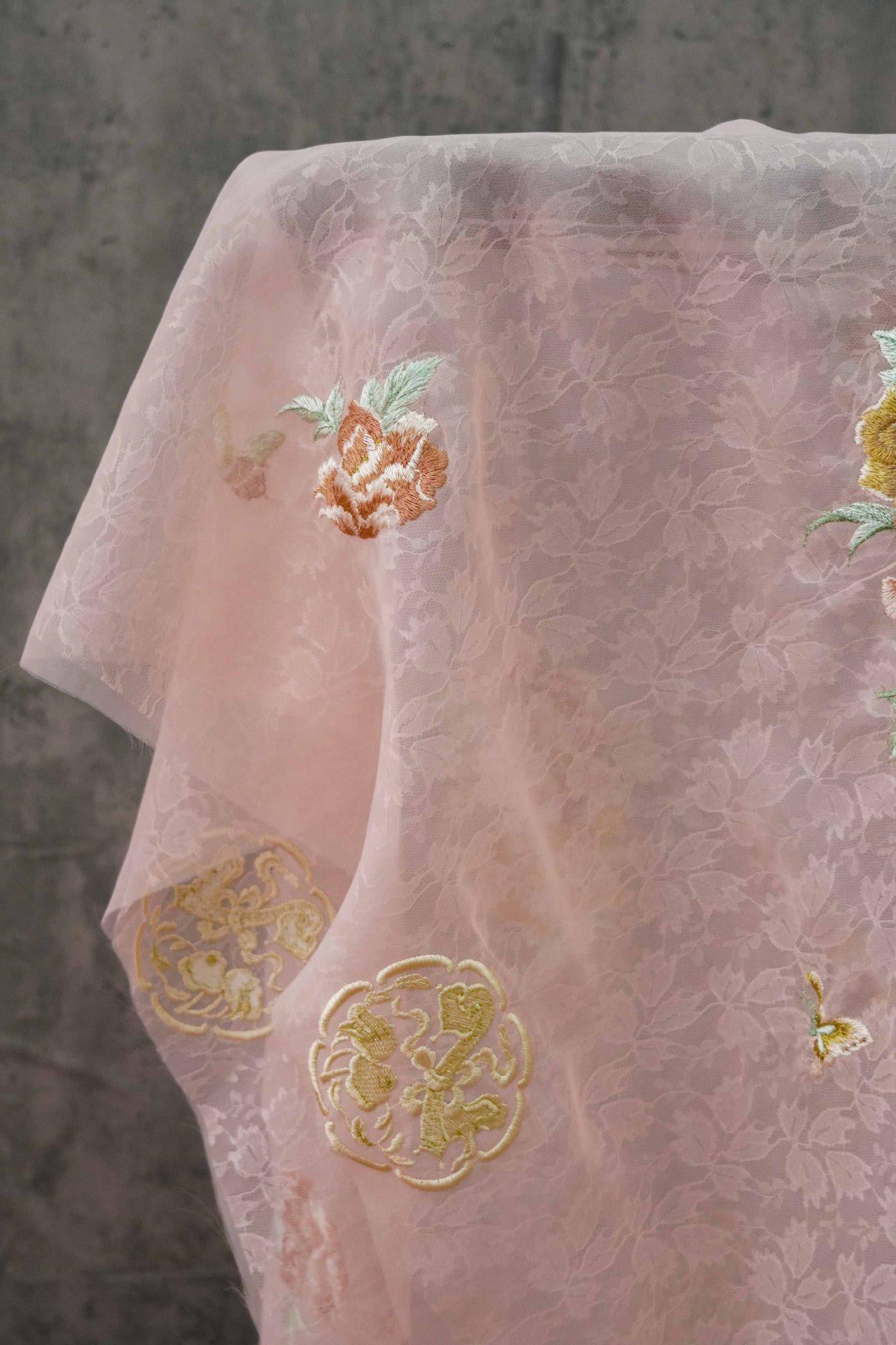Embossed Flower Embroidery Organza Fabric: 3D Silk, Costume & Decor