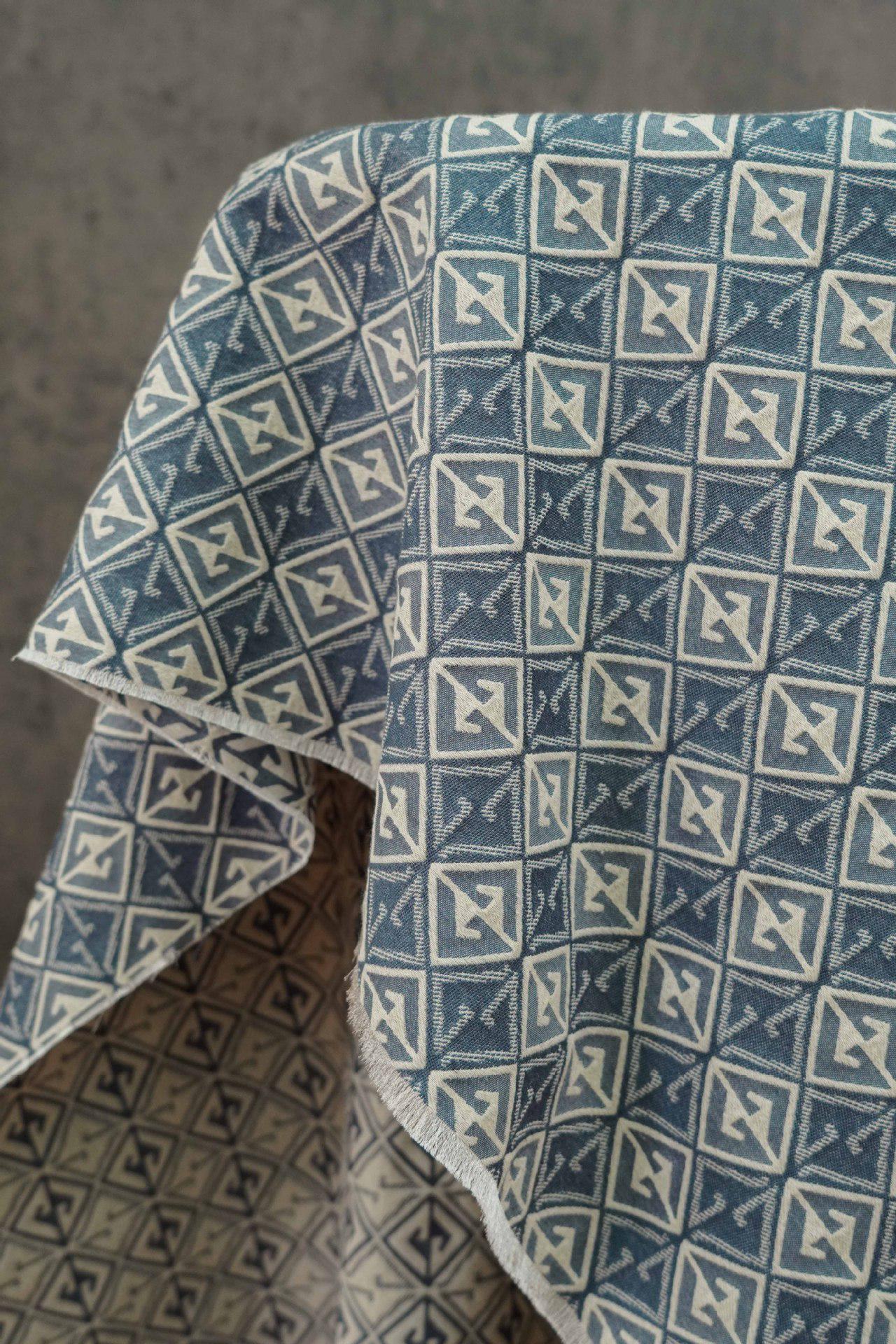 Jacquard Denim Fabric: Vintage 3D Pattern, Upholstery Sewing Material (56" Wide)