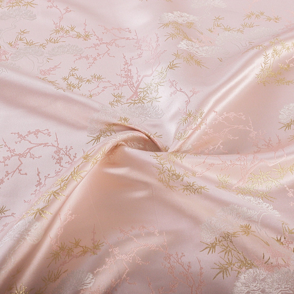 Pine & Bamboo Brocade Fabric: 59"W Rayon Blend, Cheongsam Costume
