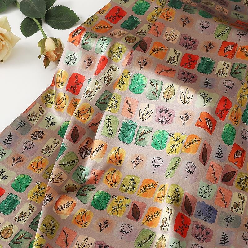 Digital Print Tea Silk Satin Fabric: 59"W Upholstery, Costume, & DIY - Poppylollipop
