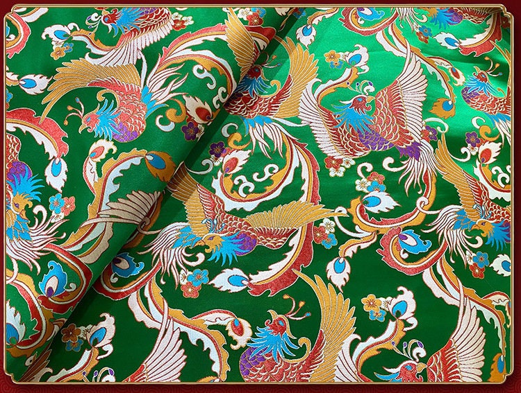 Phoenix Brocade Fabric: Chinese Style Rayon, Tibetan Gown Robe, 59"W