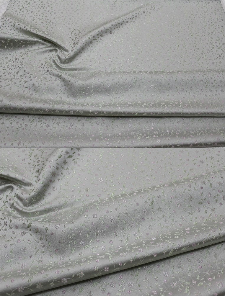 Floral Chinese Brocade Fabric: Silk Rayon Blend, 29.5" Wide