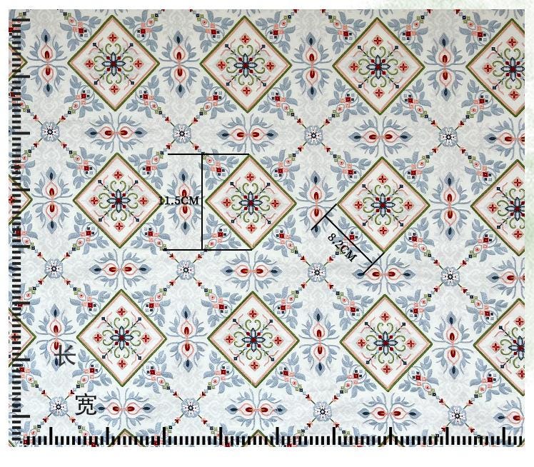 Tissu en coton brodé Dunhuang : ameublement, écharpe et rideaux de style asiatique