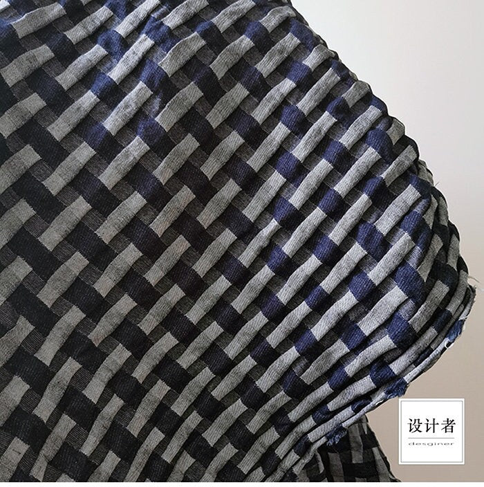 Tissu denim jacquard : coton à motif losanges 3D, pour l’ameublement et la couture (170 cm)