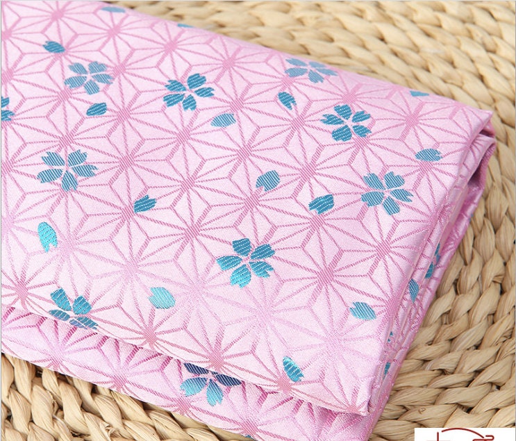 Tissu brocart jacquard Sakura : mélange de soie de style japonais (largeur : 75 cm)