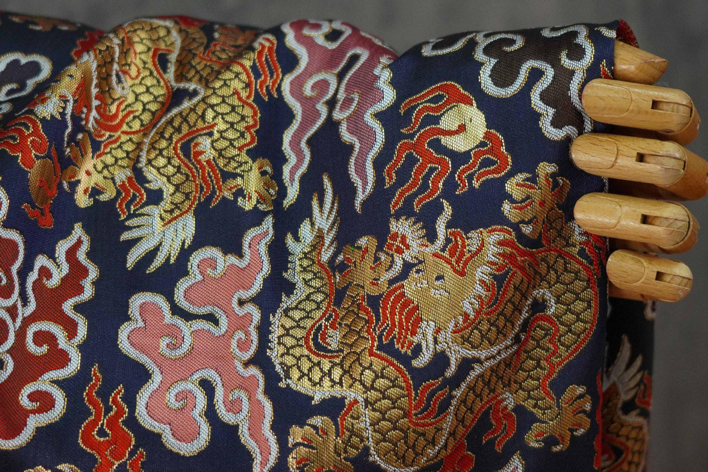 Chinese Dragon Brocade Fabric - Auspicious Cloud Woven Textile, 60" Wide