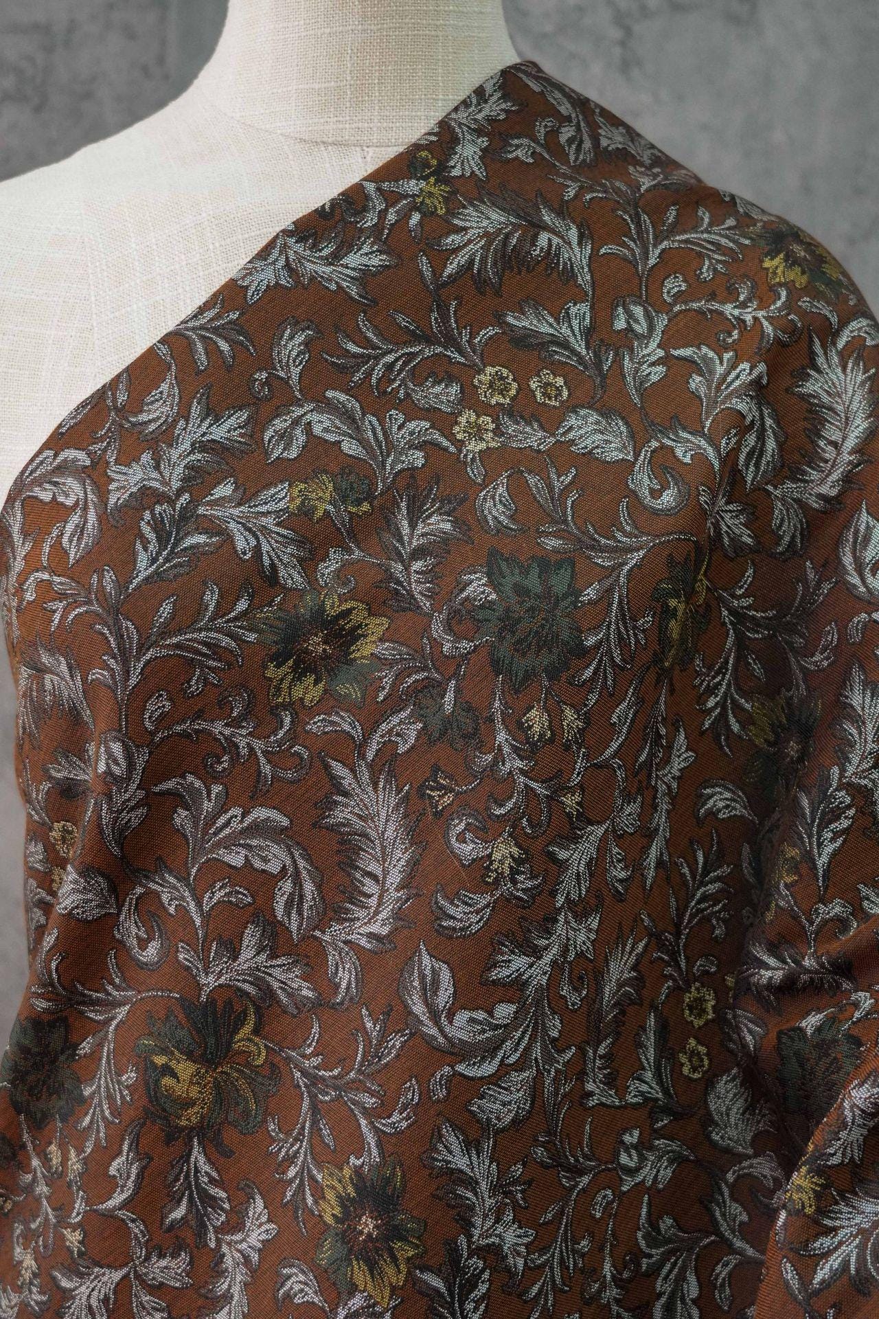 Victorian Jacquard Upholstery Fabric: Edwardian Style Floral, 58"W