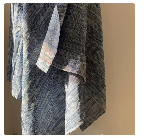 Washed Denim Fabric: Jacquard Cotton Textile for DIY Crafts