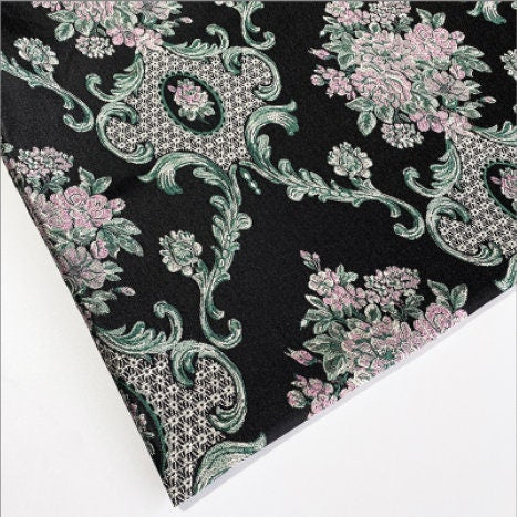 Gold Jacquard Fabric: Embossed 3D Floral Brocade, 55" Wide By The Meter