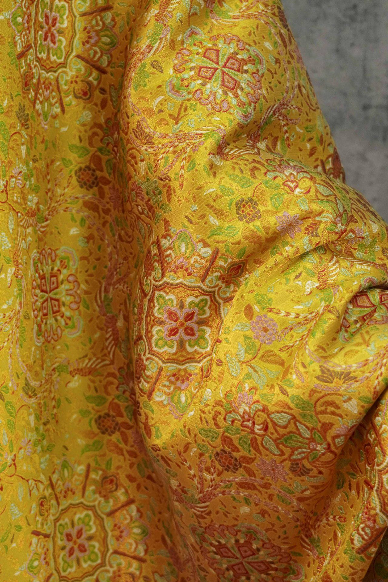 Gold Thread Brocade Fabric: Chinese Style Jacquard Weaving, 59" Wide