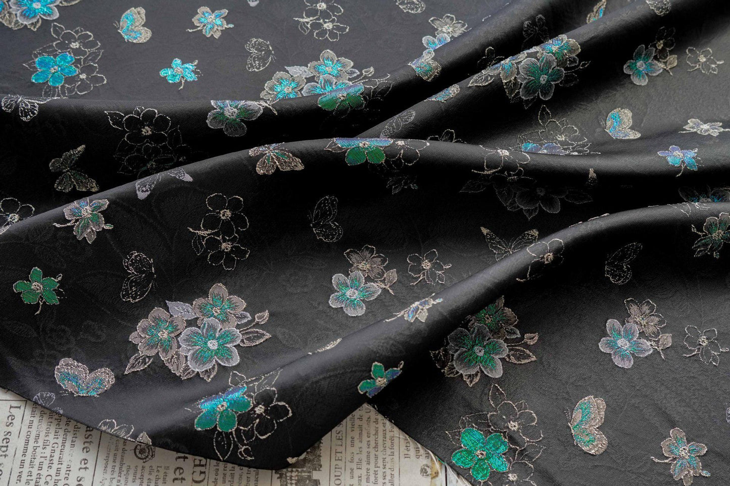 Luxury Embossed Jacquard Fabric for Dresses ��� Elegant Textured Couture Materi"W