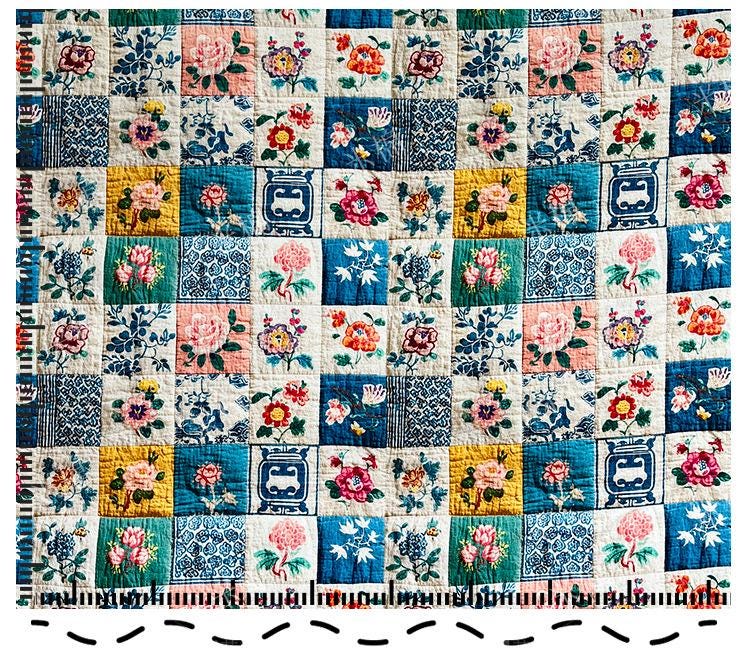 Floral Print Cotton Fabric: Quilting, Patchwork Material (55" Wide)