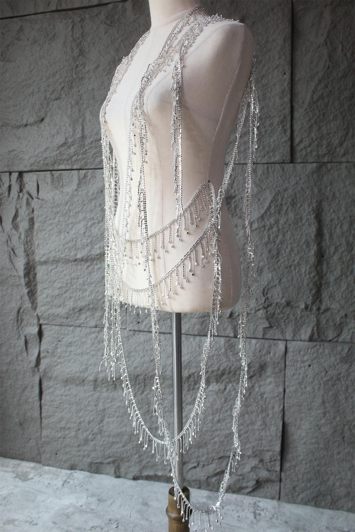 Rhinestone Tassel Chain: Crystal Glitter Trim, DIY Wedding Dress Accessory - Poppylollipop