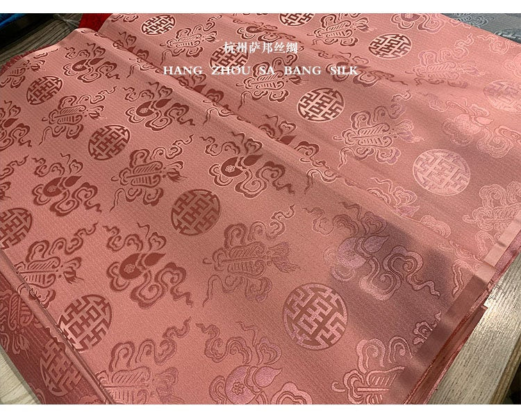 Tibetan Brocade Fabric: Eight Immortals Damask, Jacquard Silk Rayon Blend