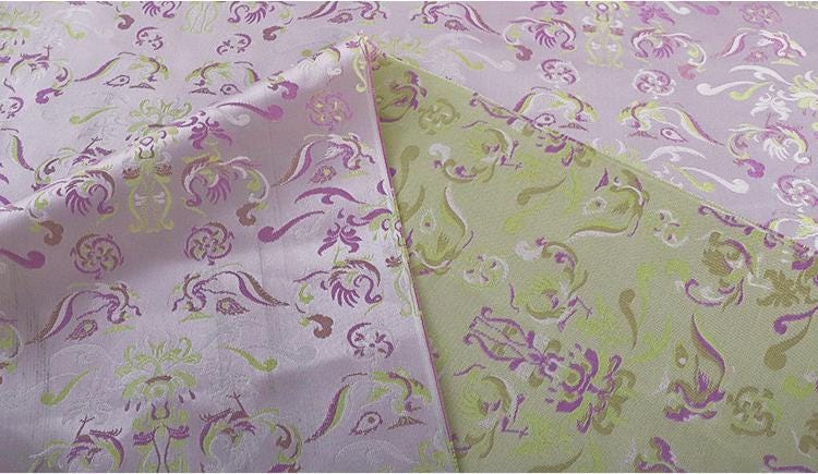 Tissu brocart floral rose et violet : 59 pouces, motif floral zen, pour ameublement