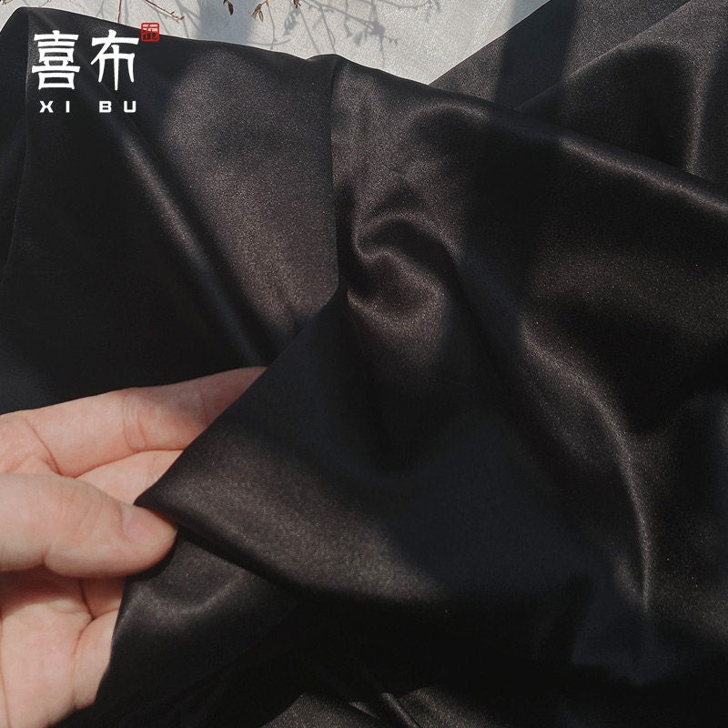 Black and White Satin Silk Fabric: 59" Wide Dress Fabric, Sold by Meter