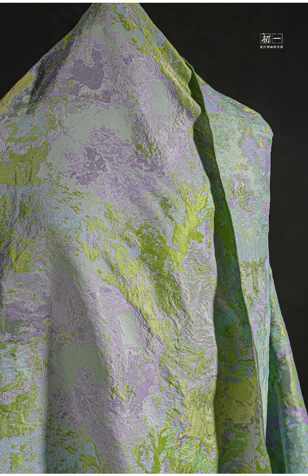 Gold Thread Jacquard Fabric: 3D Oil Painting Texture, 62" Wide