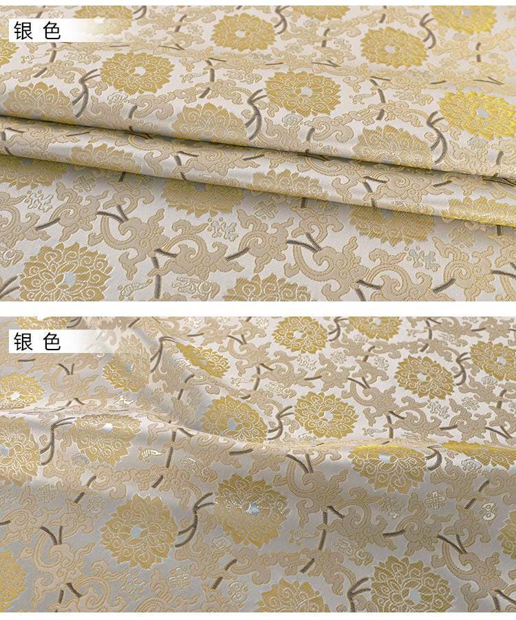 Beige Chinese Brocade Fabric: Rayon Blend, 59" Wide