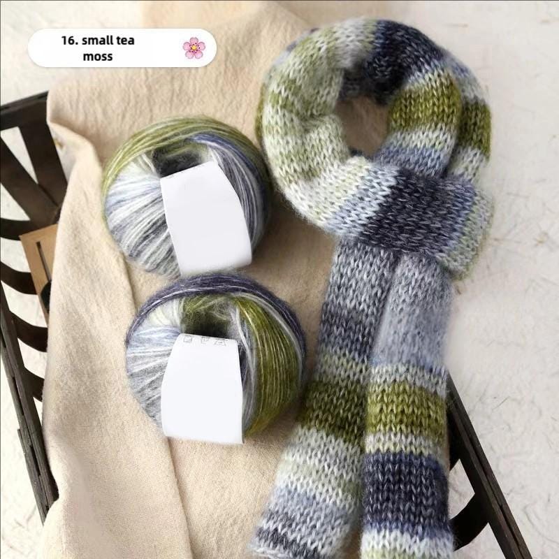 Rainbow Mohair Silk Yarn: Hand-Dyed Lace Knitting Wool