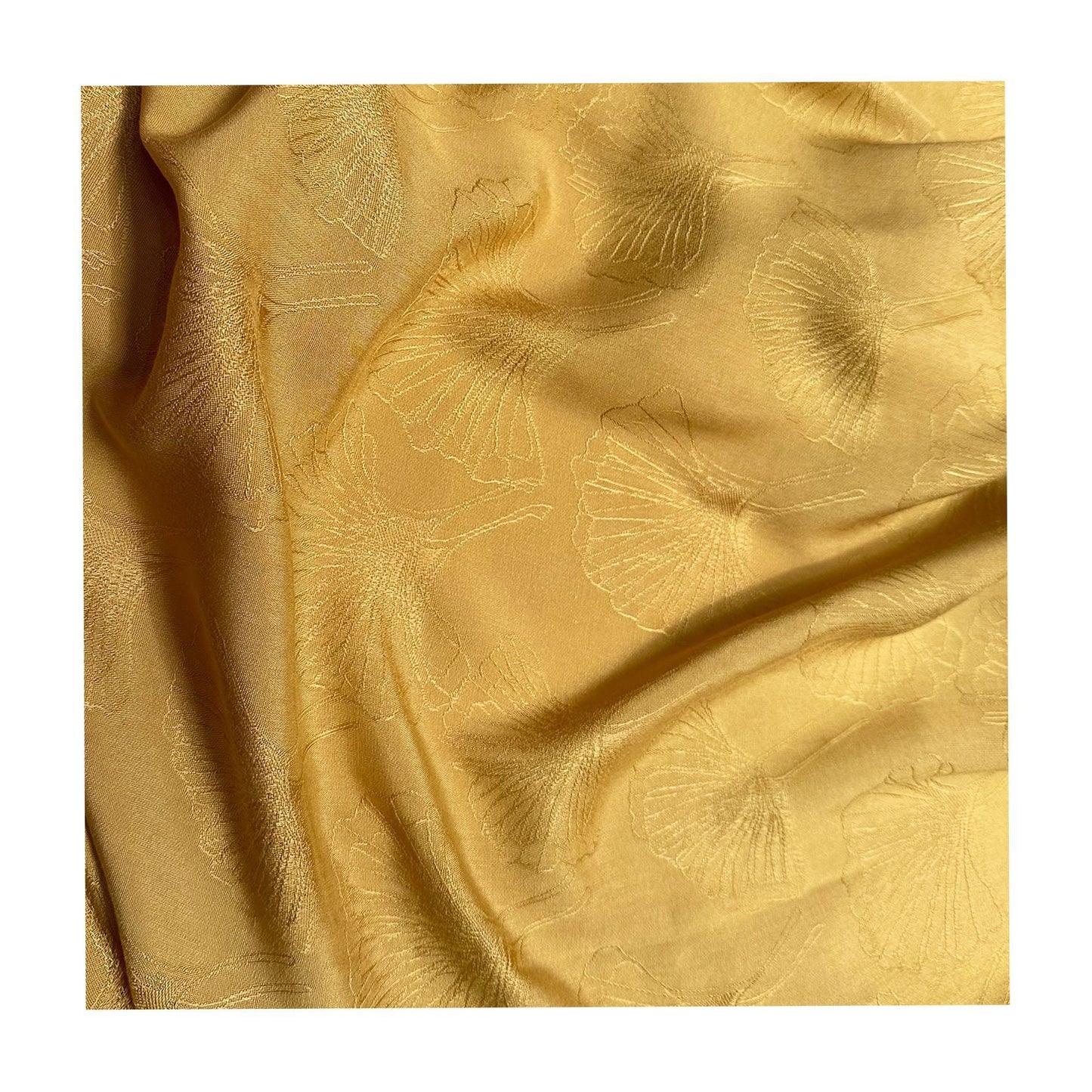 Ginkgo Biloba Jacquard Damask Fabric: 100% Cotton, 59" Wide