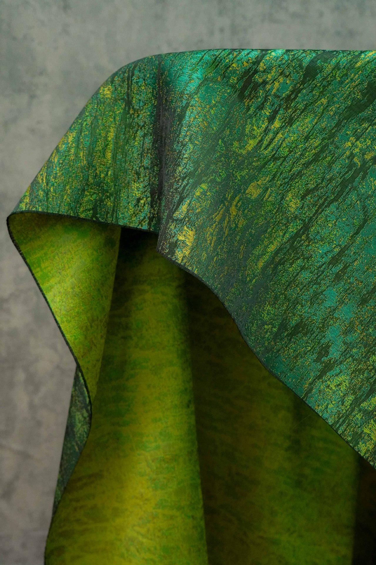 Tissu Jacquard Damas : Vert Palais Rétro pour l'ameublement et la couture