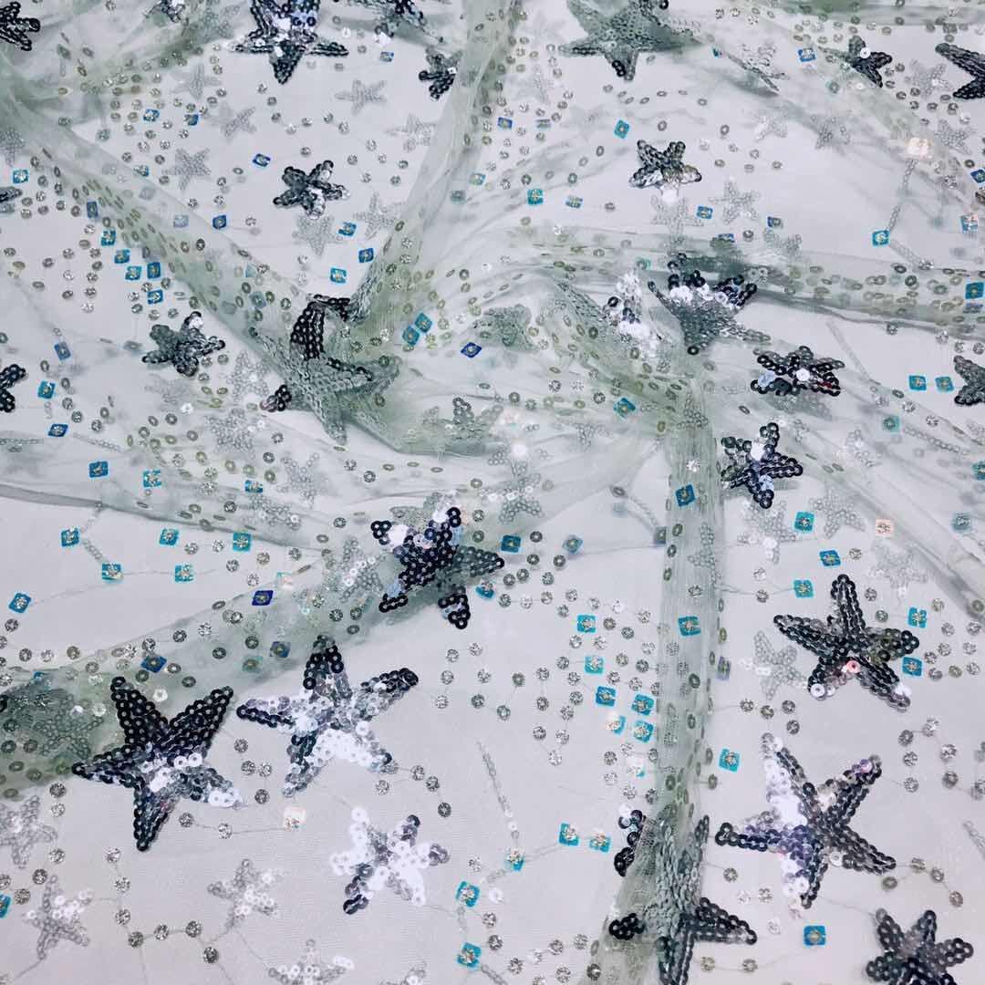 49"W Colorful Star Mesh Sequin Fabric ��� Sparkly Tulle Fabric for Dresses & Crafts, 4 colors to