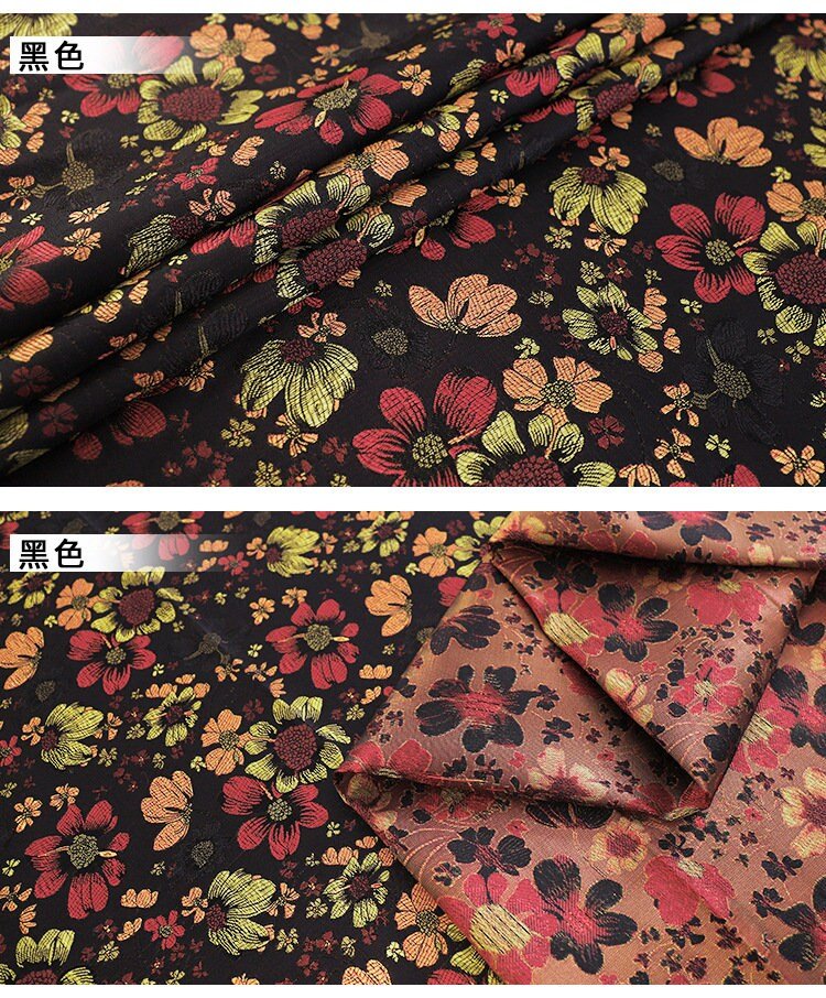 Floral Brocade Fabric: Silk Rayon Blend, 35" Wide - Poppylollipop