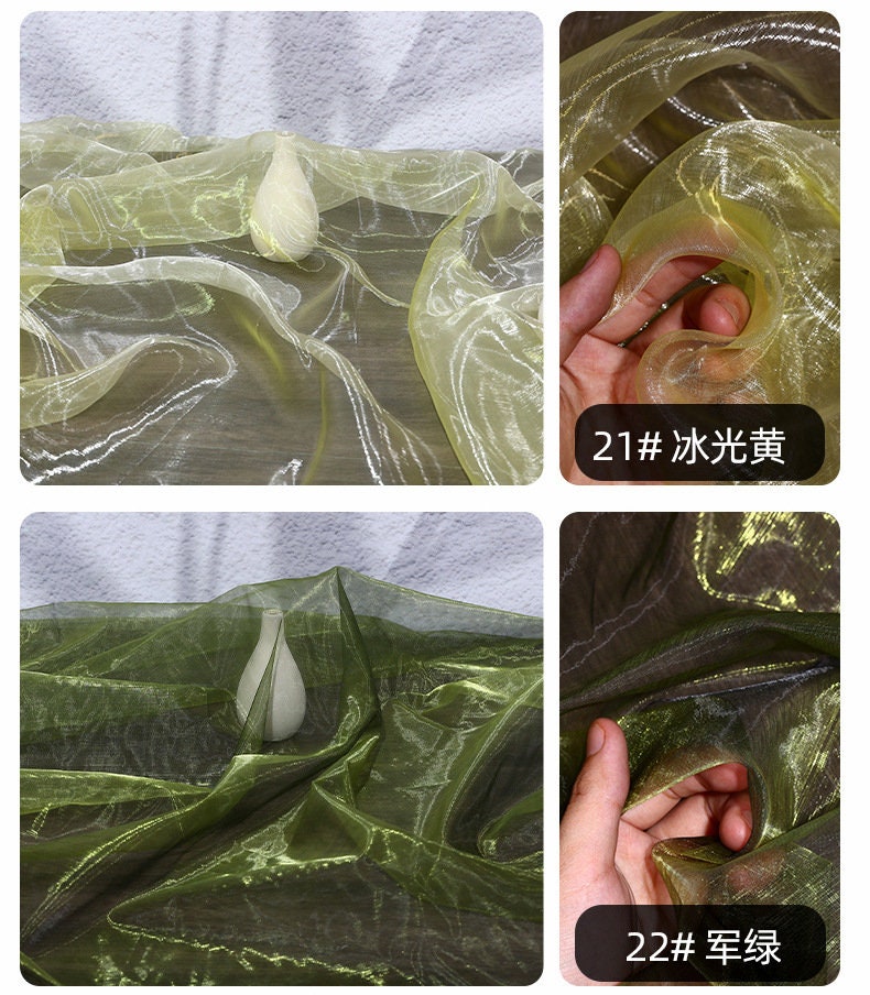 Two-Tone Organza Fabric: 59" Wide Glass Yarn for Sewing & Costumes