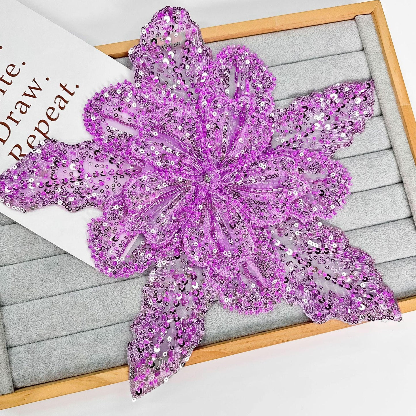 3D Floral Lace Appliqu��: Sew-On Flower Patch with Beads & Seq - Poppylollipop