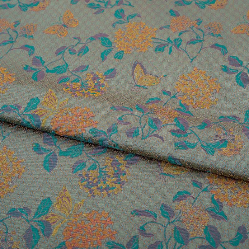 Floral Silk Brocade Fabric: Multicolored Cheongsam Qipao, 29.5"W