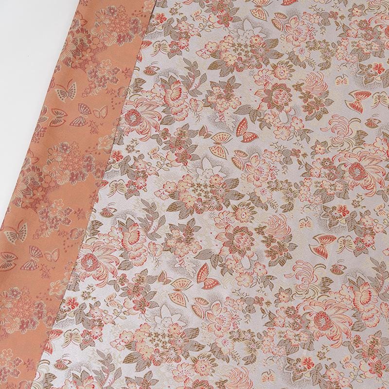 Nishijin Weaving Fabric: Japanese Floral Butterfly Upholstery Fabric by the Meter