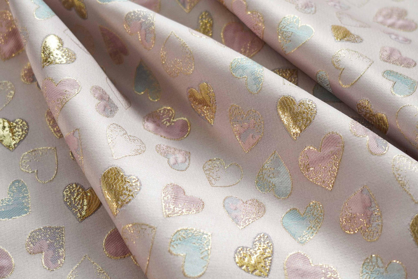 Gold Heart Jacquard Fabric: Rayon Blend, Sewing & Upholstery, 59" Wide