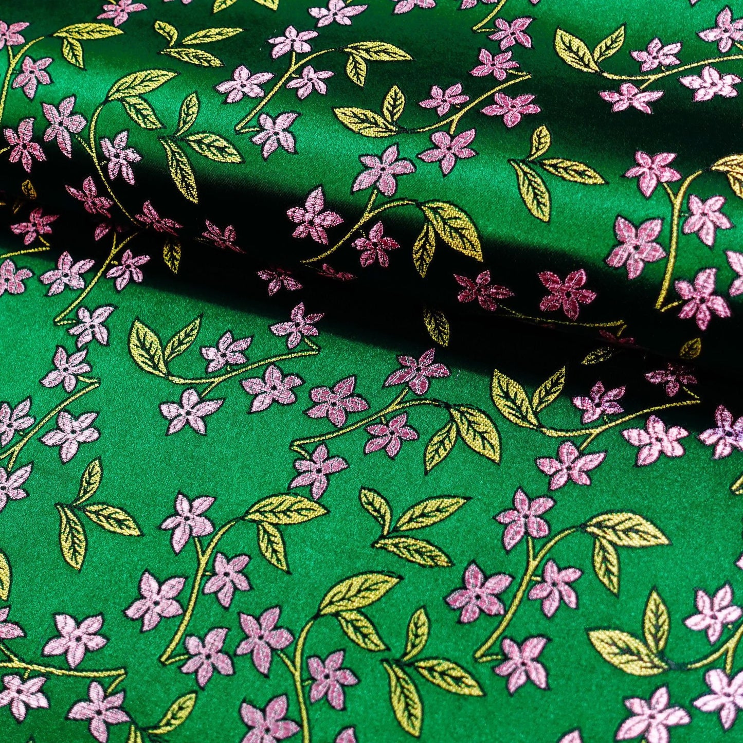 Floral Silk Brocade Fabric: Golden Bud Wedding Material, 45" Wide