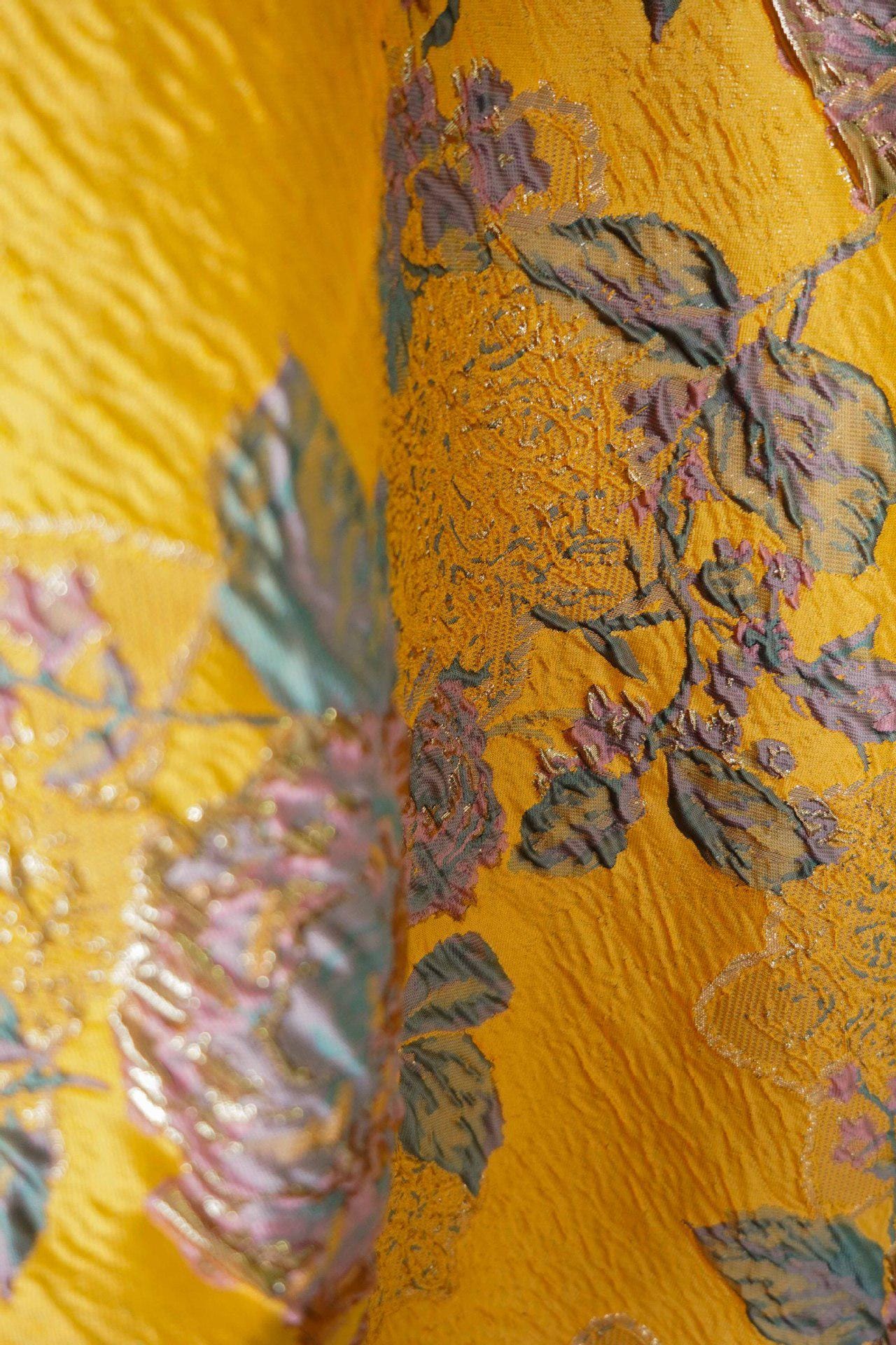 Gold Thread Floral Jacquard Fabric: 53" Wide, Upholstery & Costume