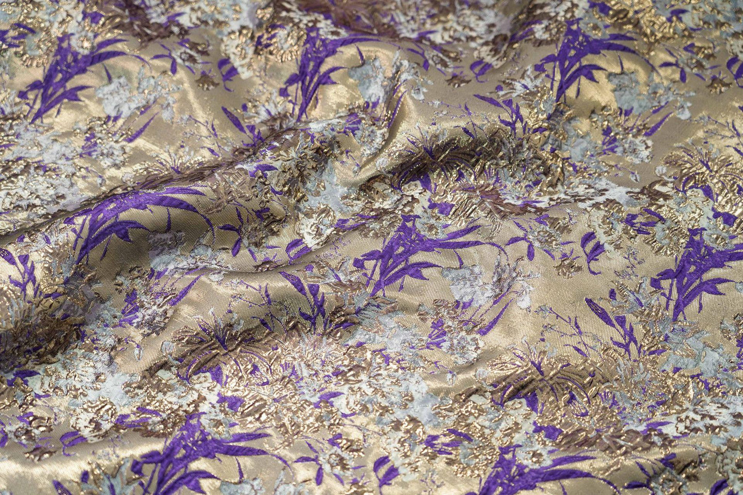 Gold Thread Floral Jacquard Fabric: 3D Texture Upholstery, Prom Dress Sewing (59" W)