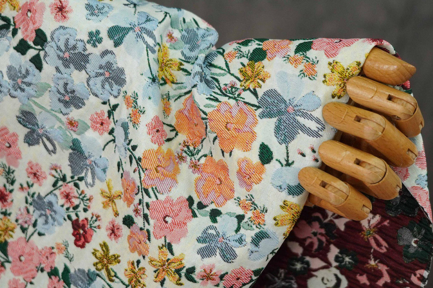 Flower Jacquard Fabric: Retro 3D Design, Upholstery & Sewing - 54" W