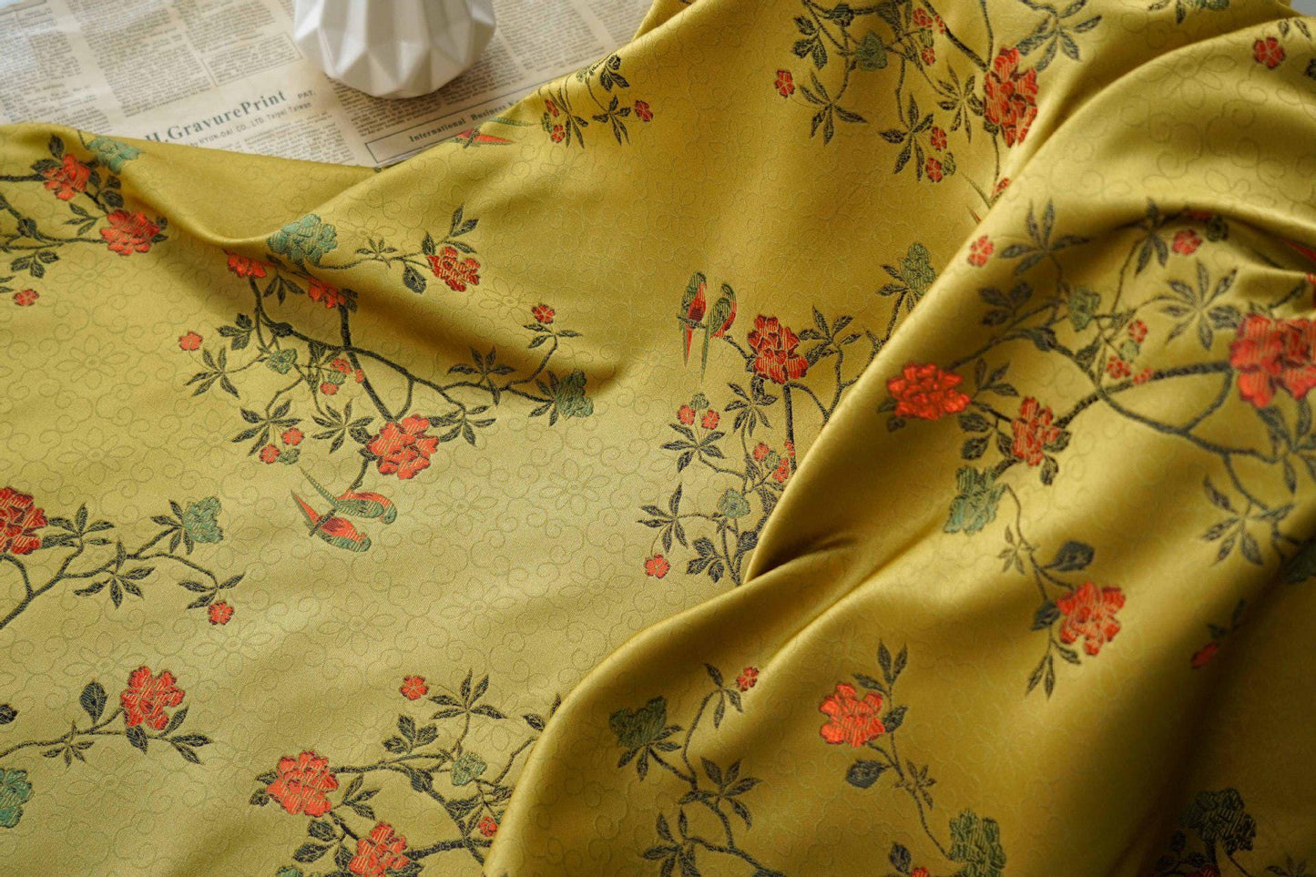 Floral Brocade Fabric: 59"W Polyester Rayon Blend, Costume Decor
