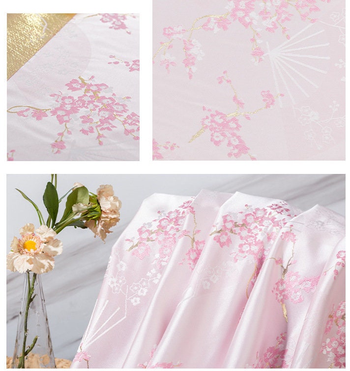 Tissu brocart à fleurs de prunier rouge : Matériel de couture pour cheongsam qipao